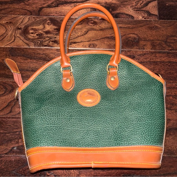 Inspired by Dooney and Bourke all-weather-leather green red black hand bag - Picture 2 of 7